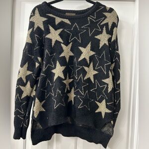 P.J. Salvage Black and Gold Star Sweater